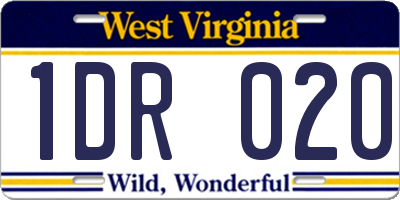WV license plate 1DR020