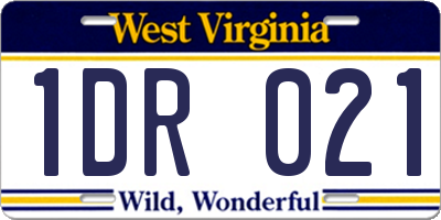 WV license plate 1DR021