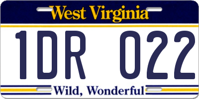 WV license plate 1DR022