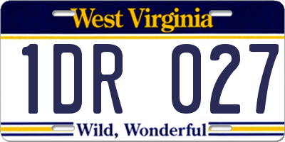 WV license plate 1DR027