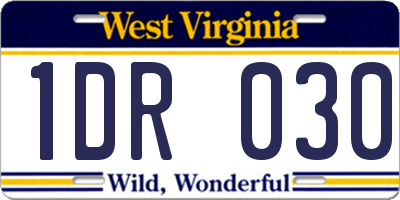 WV license plate 1DR030