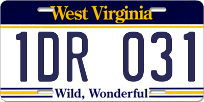 WV license plate 1DR031