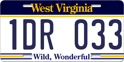WV license plate 1DR033