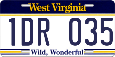 WV license plate 1DR035