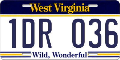 WV license plate 1DR036