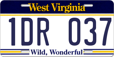 WV license plate 1DR037
