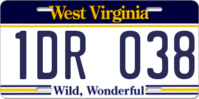 WV license plate 1DR038