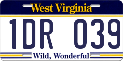 WV license plate 1DR039