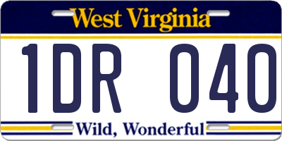 WV license plate 1DR040