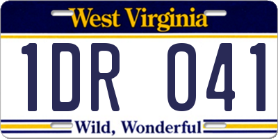 WV license plate 1DR041