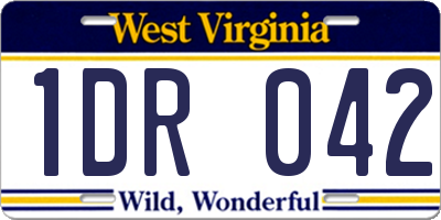 WV license plate 1DR042