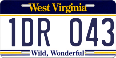 WV license plate 1DR043