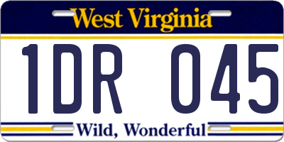 WV license plate 1DR045