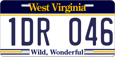 WV license plate 1DR046