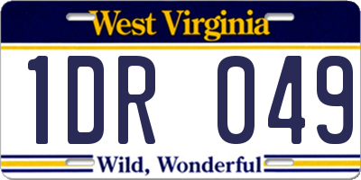 WV license plate 1DR049