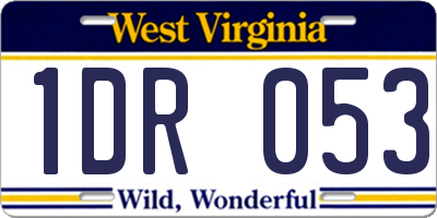 WV license plate 1DR053