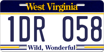 WV license plate 1DR058