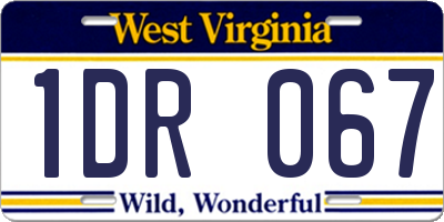 WV license plate 1DR067