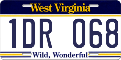 WV license plate 1DR068