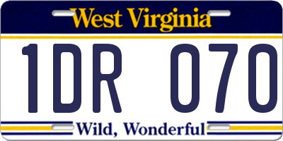 WV license plate 1DR070