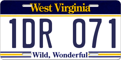 WV license plate 1DR071