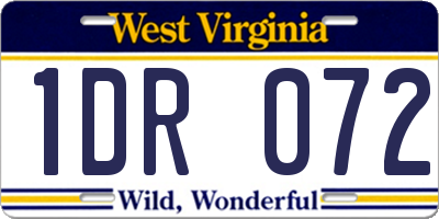 WV license plate 1DR072