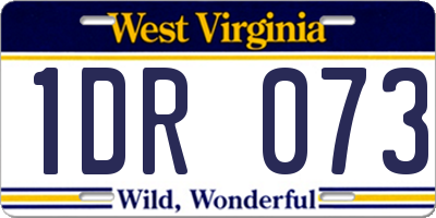 WV license plate 1DR073