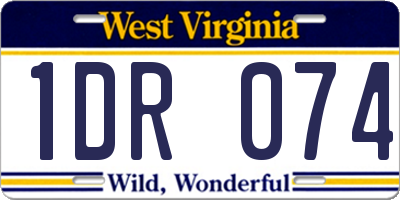 WV license plate 1DR074