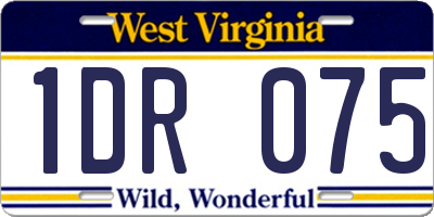 WV license plate 1DR075