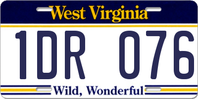 WV license plate 1DR076