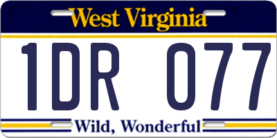 WV license plate 1DR077