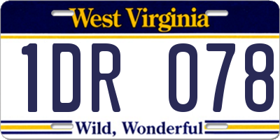 WV license plate 1DR078
