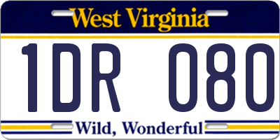 WV license plate 1DR080