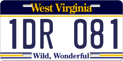 WV license plate 1DR081