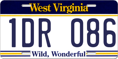 WV license plate 1DR086