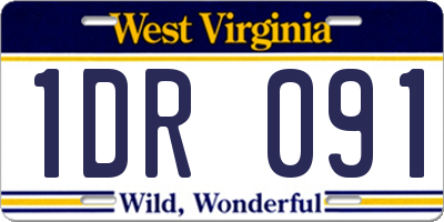 WV license plate 1DR091