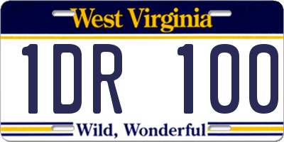WV license plate 1DR100