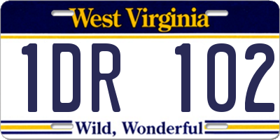 WV license plate 1DR102
