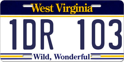 WV license plate 1DR103