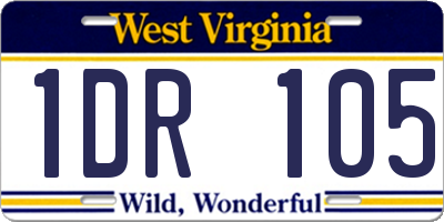 WV license plate 1DR105