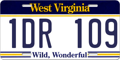WV license plate 1DR109