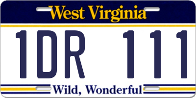 WV license plate 1DR111