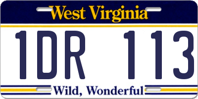 WV license plate 1DR113