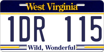 WV license plate 1DR115