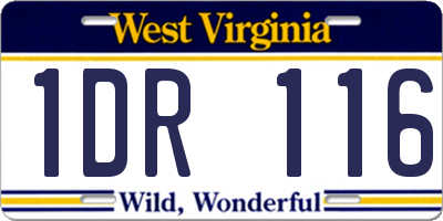 WV license plate 1DR116