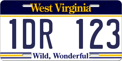 WV license plate 1DR123