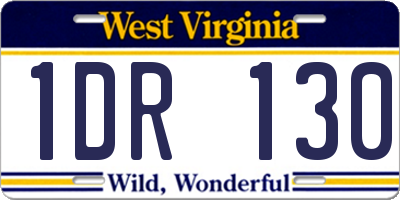 WV license plate 1DR130