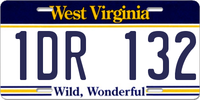 WV license plate 1DR132