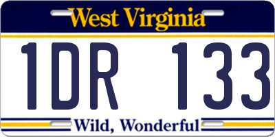 WV license plate 1DR133