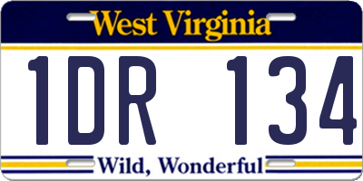 WV license plate 1DR134